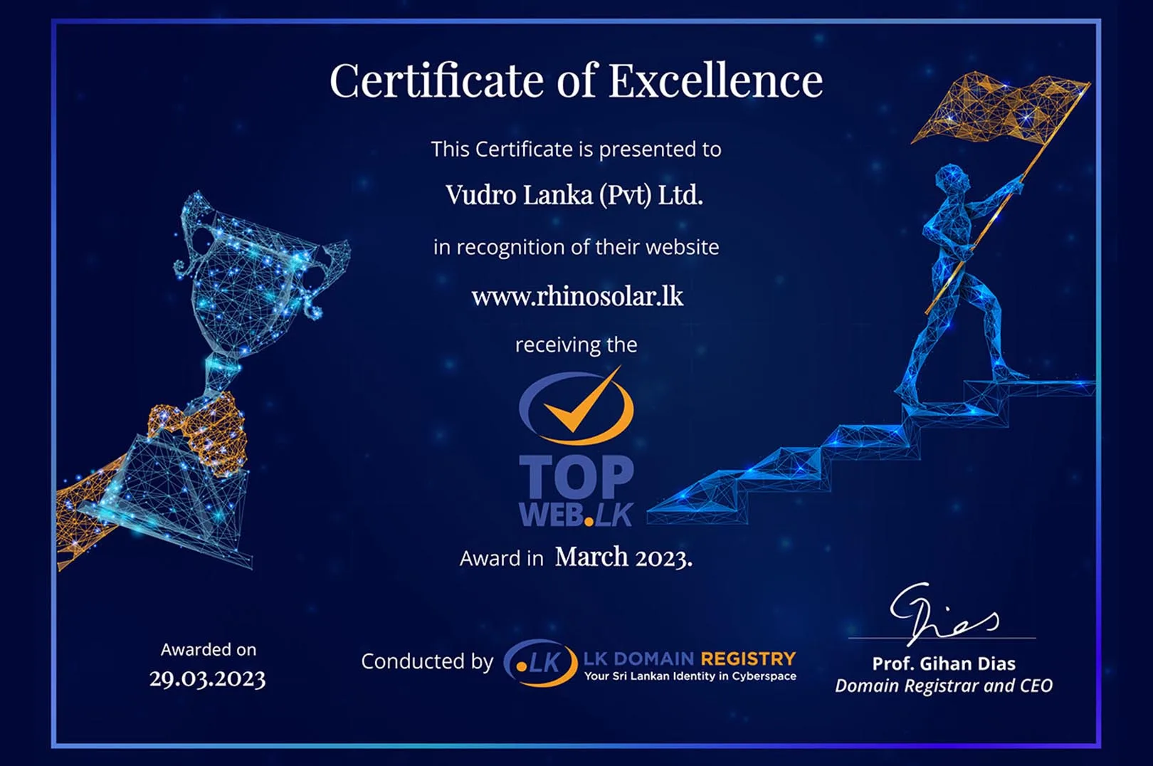 Rhinosolar.lk Wins TopWeb.LK March Award for its Website