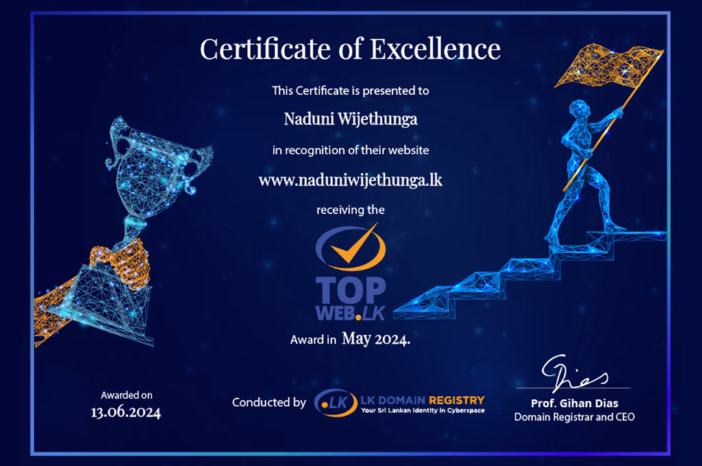 Naduniwijethunga.lk Wins TopWeb.LK May 2024 Award for Website